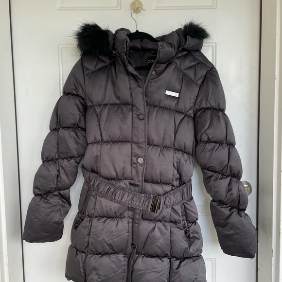 COOGI Puffer Longline Belted Coat with Faux Fur Removable Hood Quilted Jacket - Picture 2 of 16